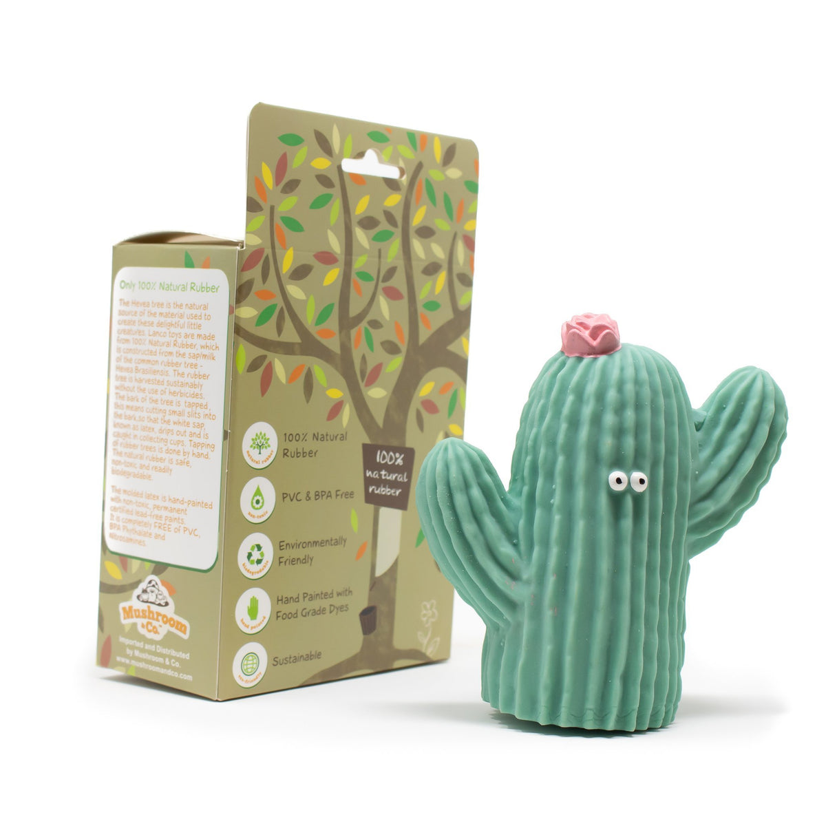 Green Cactus Baby Gift - Rubber Toy For Baby&#39;s | Natural Rubber Toys