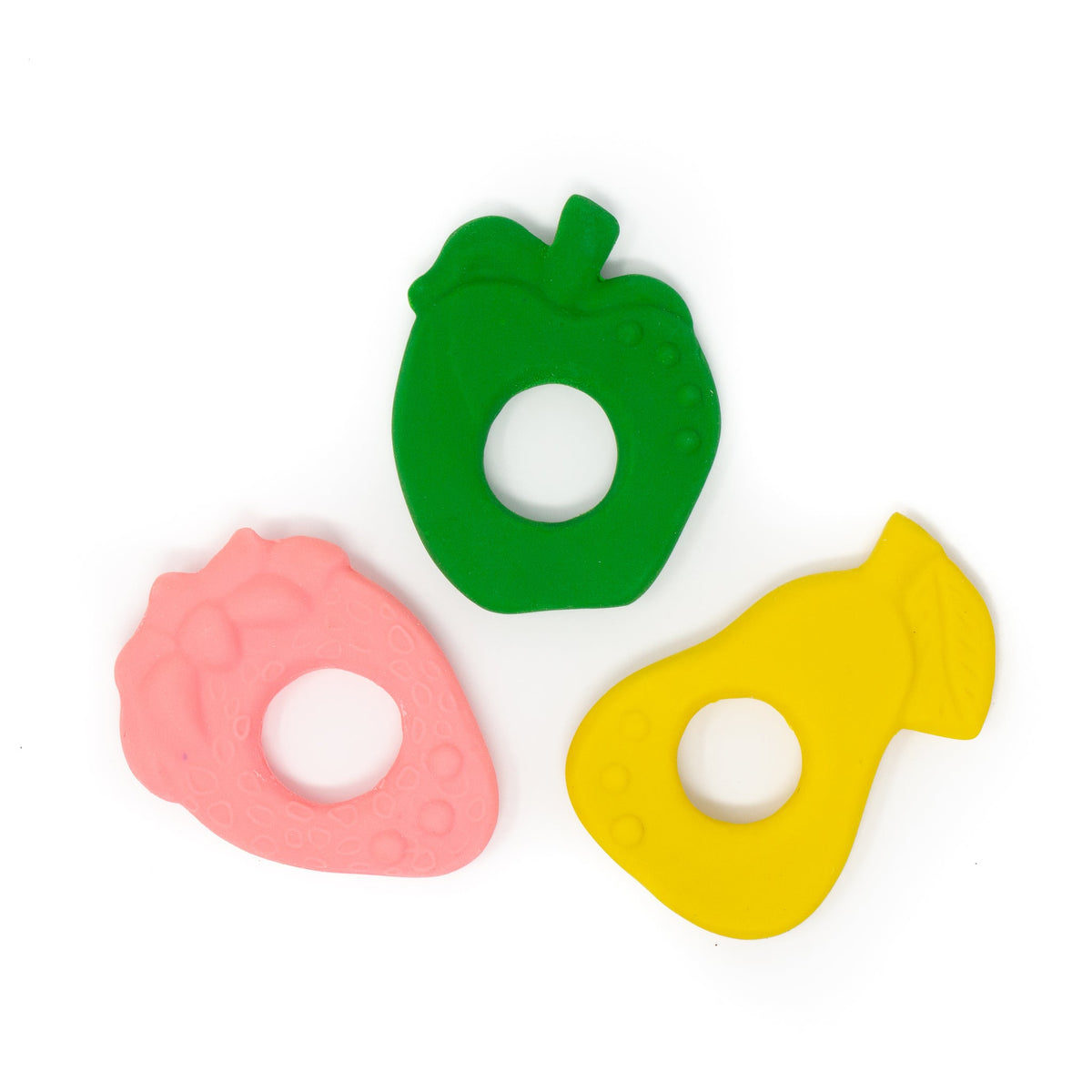Baby Teether Gift Set - Apple, Strawberry &amp; Pear | Natural Rubber Toys