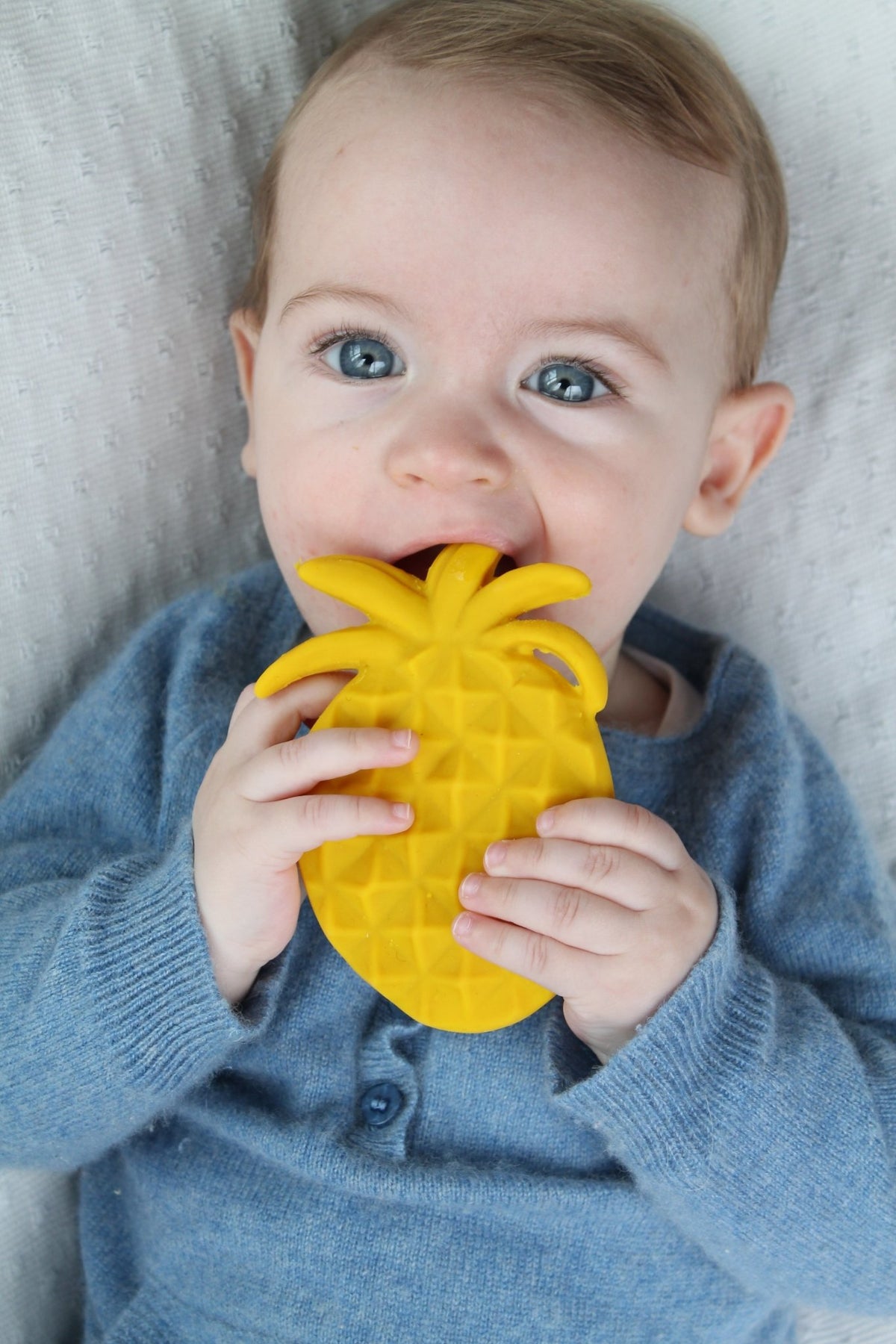 Pineapple, Leaf and Coral Teething Baby 3-gift set, fully moulded - Natural Rubber Toys