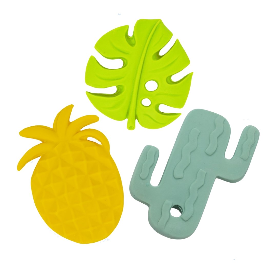 Pineapple, Leaf, Cactus, SEMILLA Baby Gift Teething 3-Set, fully moulded - Natural Rubber Toys