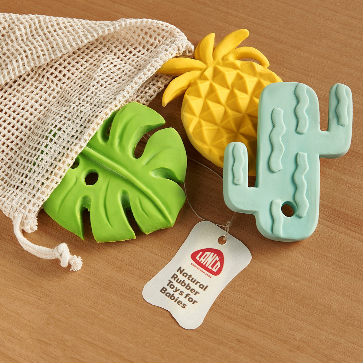 SEMILLA 3-Set (534 Pineapple, 418 Leaf, 533 Cactus), fully moulded - Natural Rubber Toys