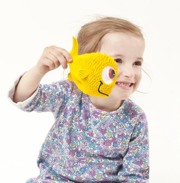 Yellow Sensory Bathtime Fish - Natural Rubber Toys