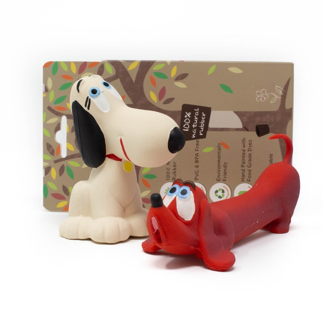 Beagle &amp; Sausage Dog Small 2-set - Natural Rubber Toys