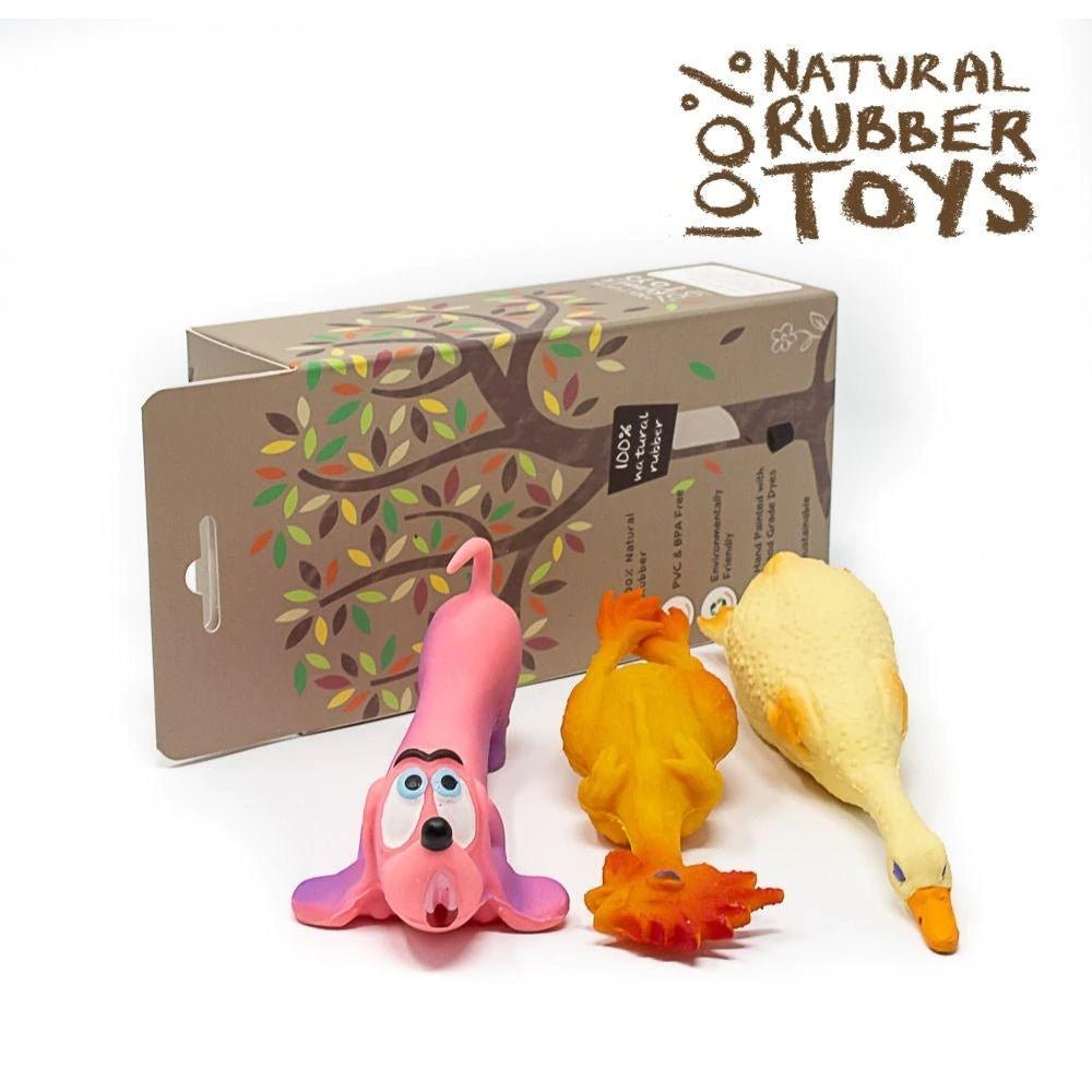 Pet Teething Toys - Chicken, Dog & Goose Toys | Natural Rubber Toys