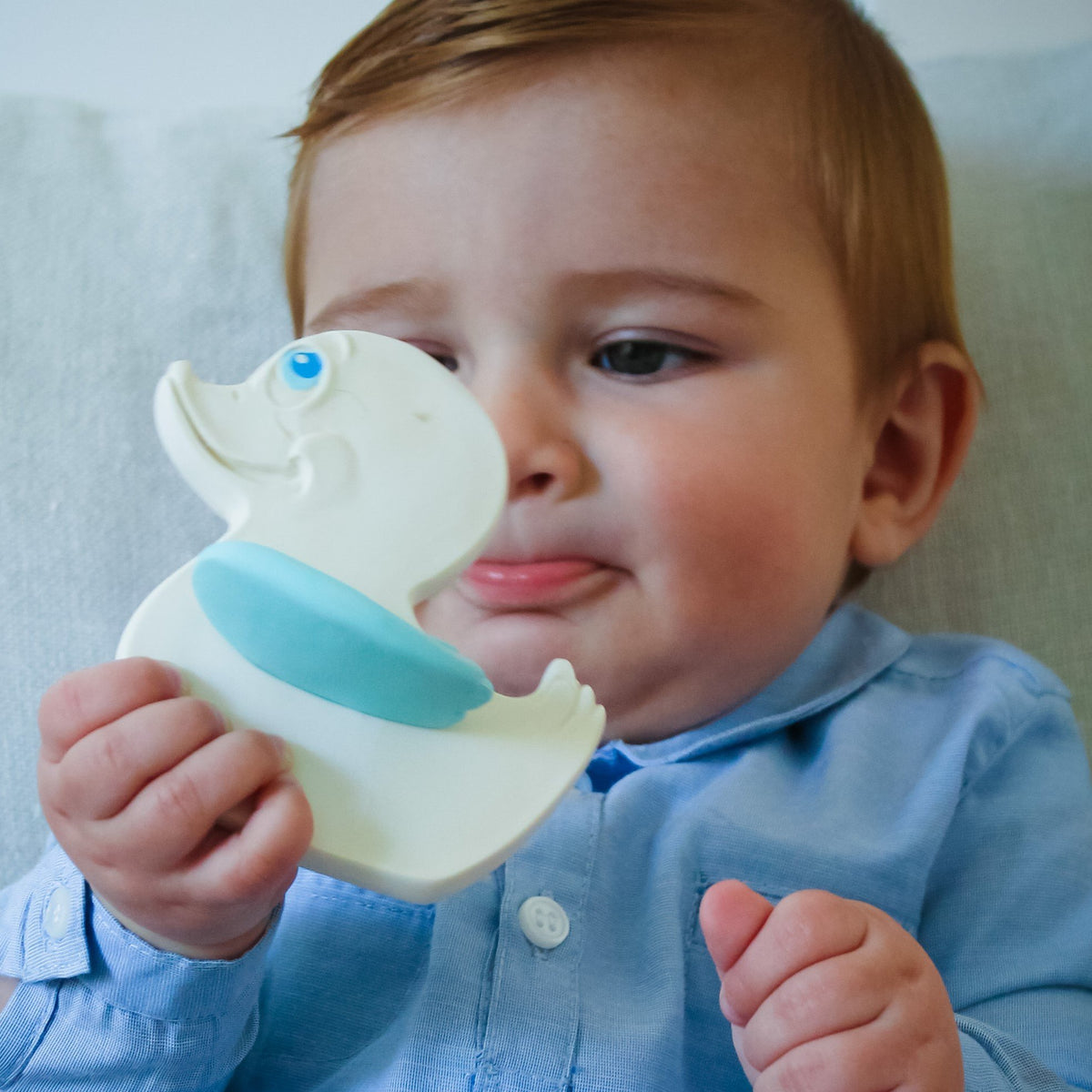 Teether With Pink Wings - Lanco Ducks Range | Natural Rubber Toys
