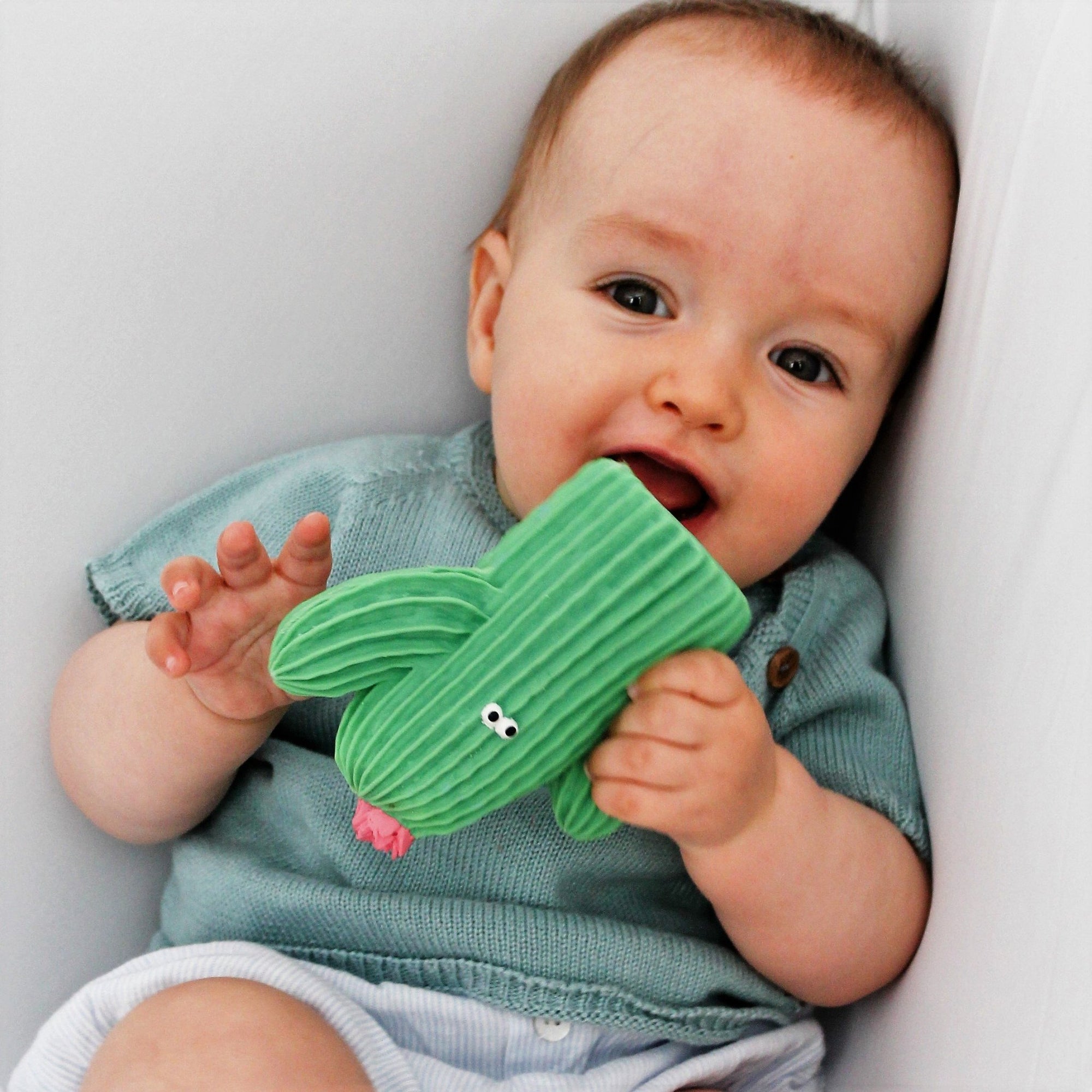 Green Cactus Baby Gift - Rubber Toy For Baby's | Natural Rubber Toys