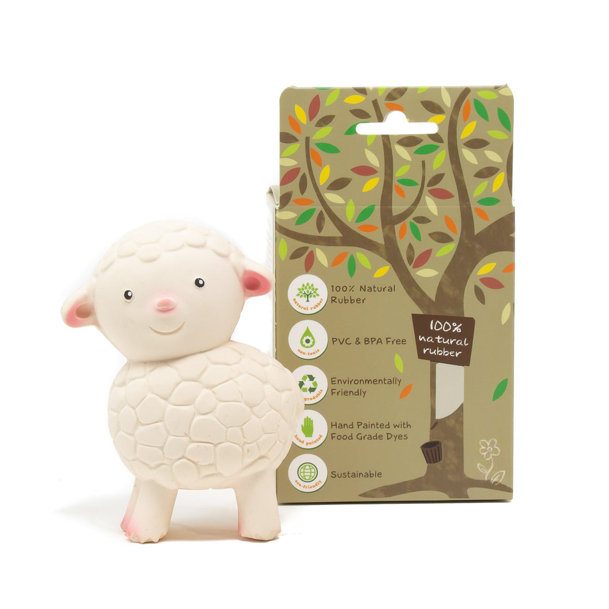 Cute Lamb Organic Teether - Toy For Baby&#39;s | Natural Rubber Toys