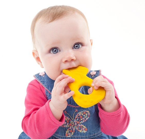 Pear, Apple &amp; Strawberry Teething Baby 3-gift set, fully moulded - Natural Rubber Toys
