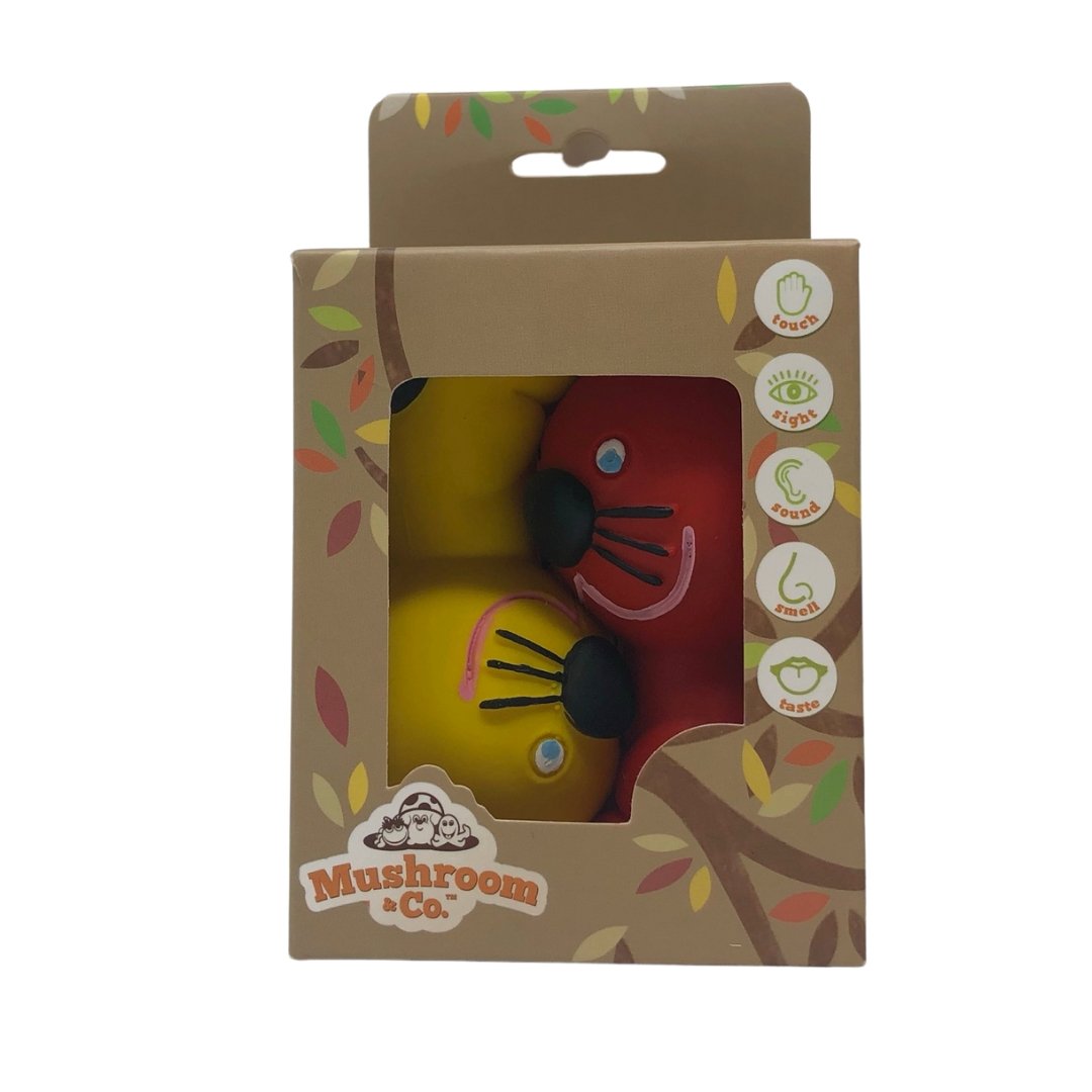 Red &amp; Yellow Kitten 2-Pack - Natural Rubber Toys
