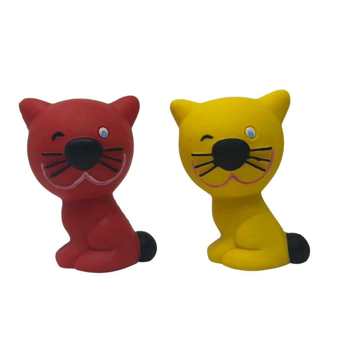 Red & Yellow Kitten 2-Pack - Natural Rubber Toys