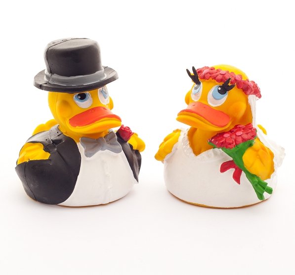 Rubber Duck Wedding 2-Set - Natural Rubber Toys