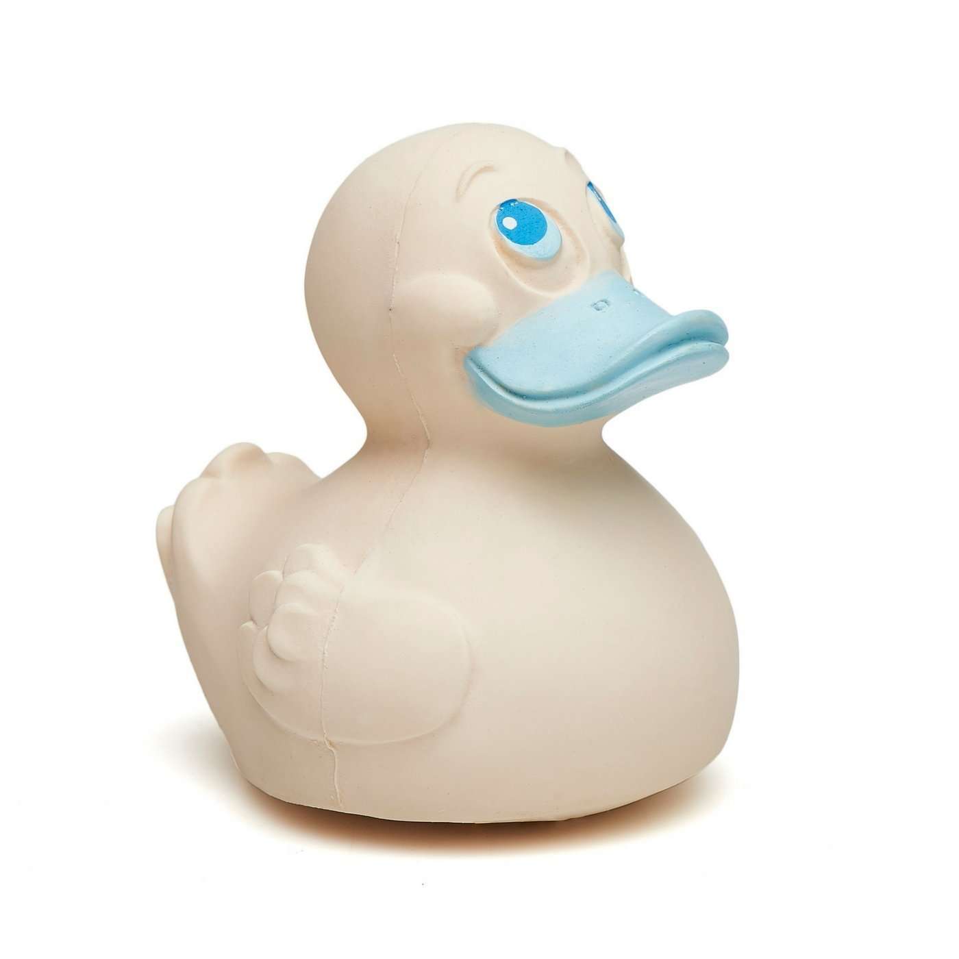Rubber Duck White with Blue Beak - Natural Rubber Toys