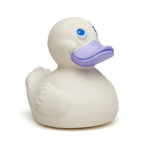 Rubber Duck White with Purple Beak - Natural Rubber Toys