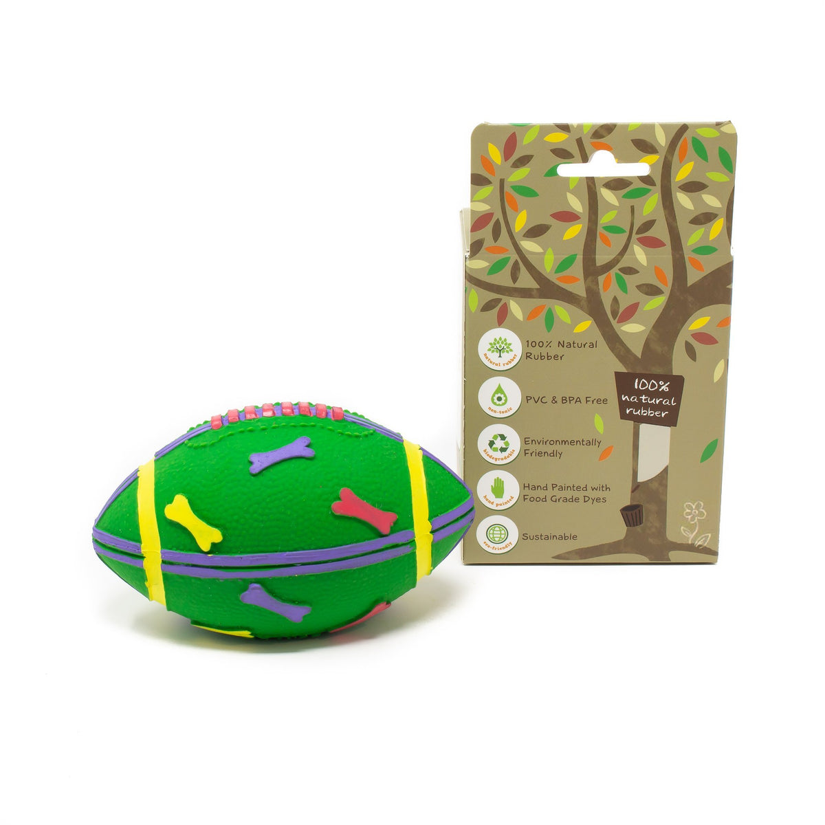 Rugby ball Green - Natural Rubber Toys