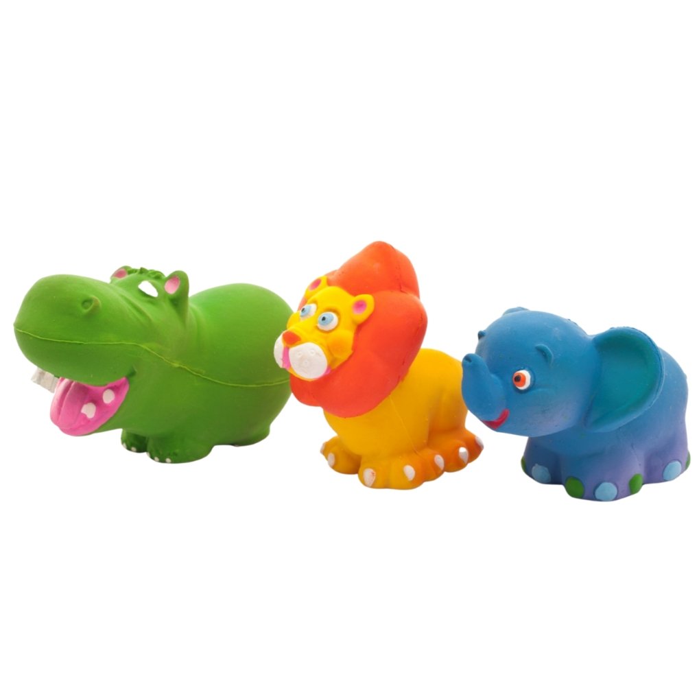 Safari Set (Hippo, Elephant and Lion) - Natural Rubber Toys