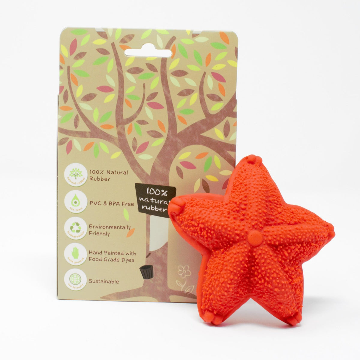 Seastar the Teether, red, fully moulded - Natural Rubber Toys