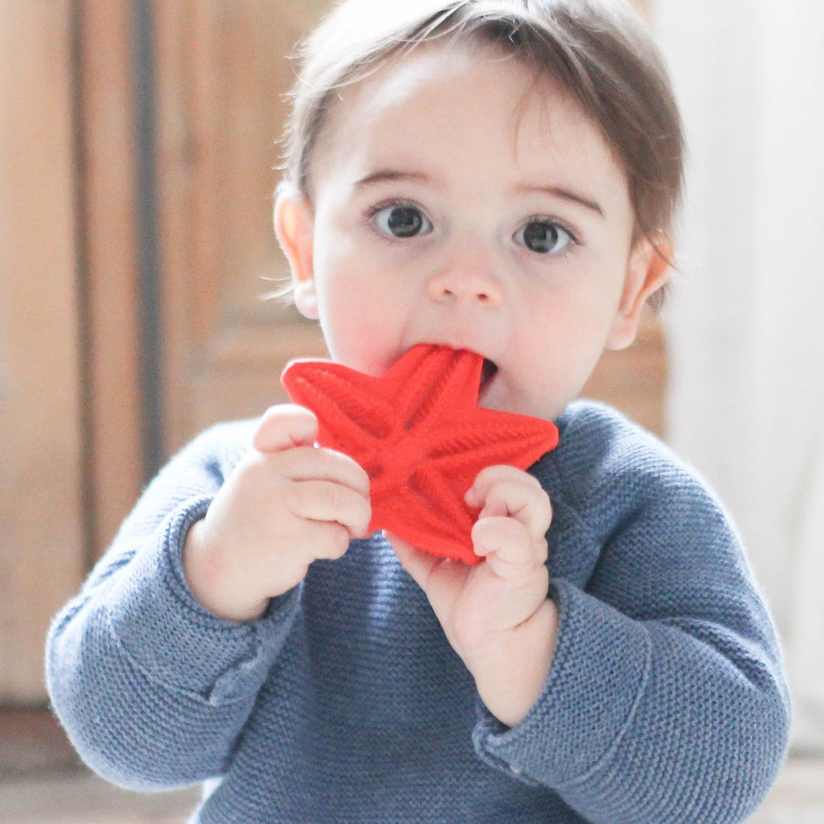 Seastar the Teether, red, fully moulded - Natural Rubber Toys