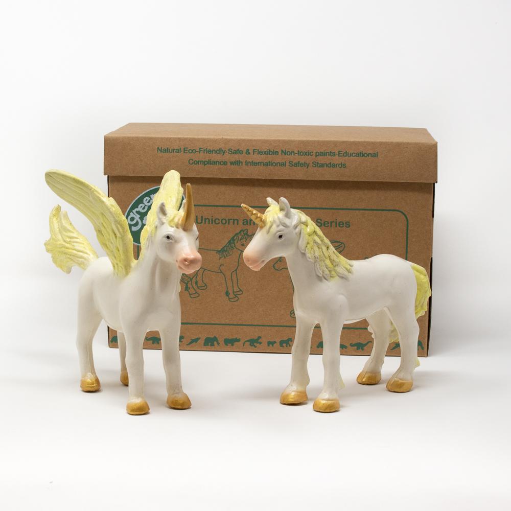 Unicorn & Pegasus Golden Wings & Hooves 2-Set - Natural Rubber Toys