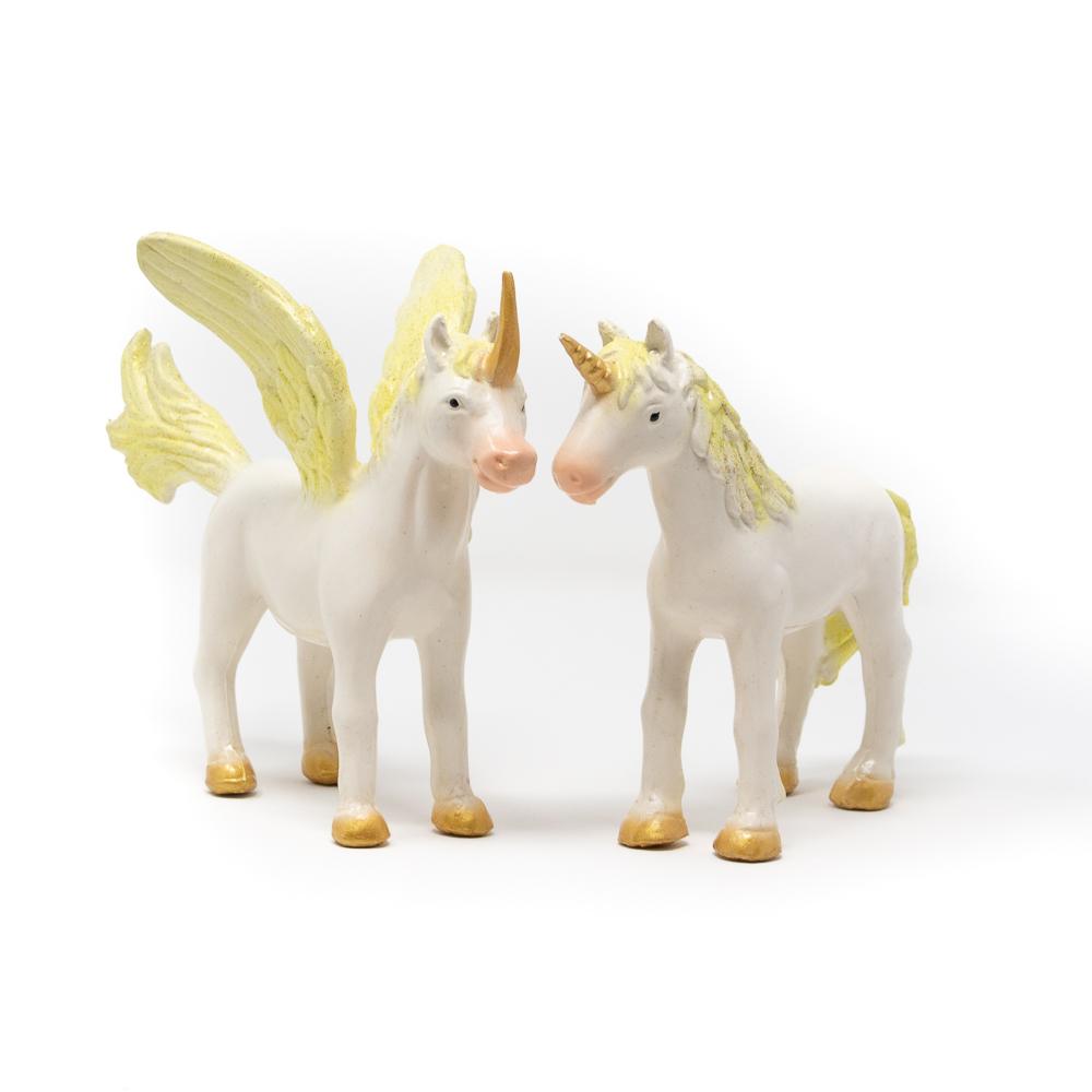 Unicorn & Pegasus Golden Wings & Hooves 2-Set - Natural Rubber Toys