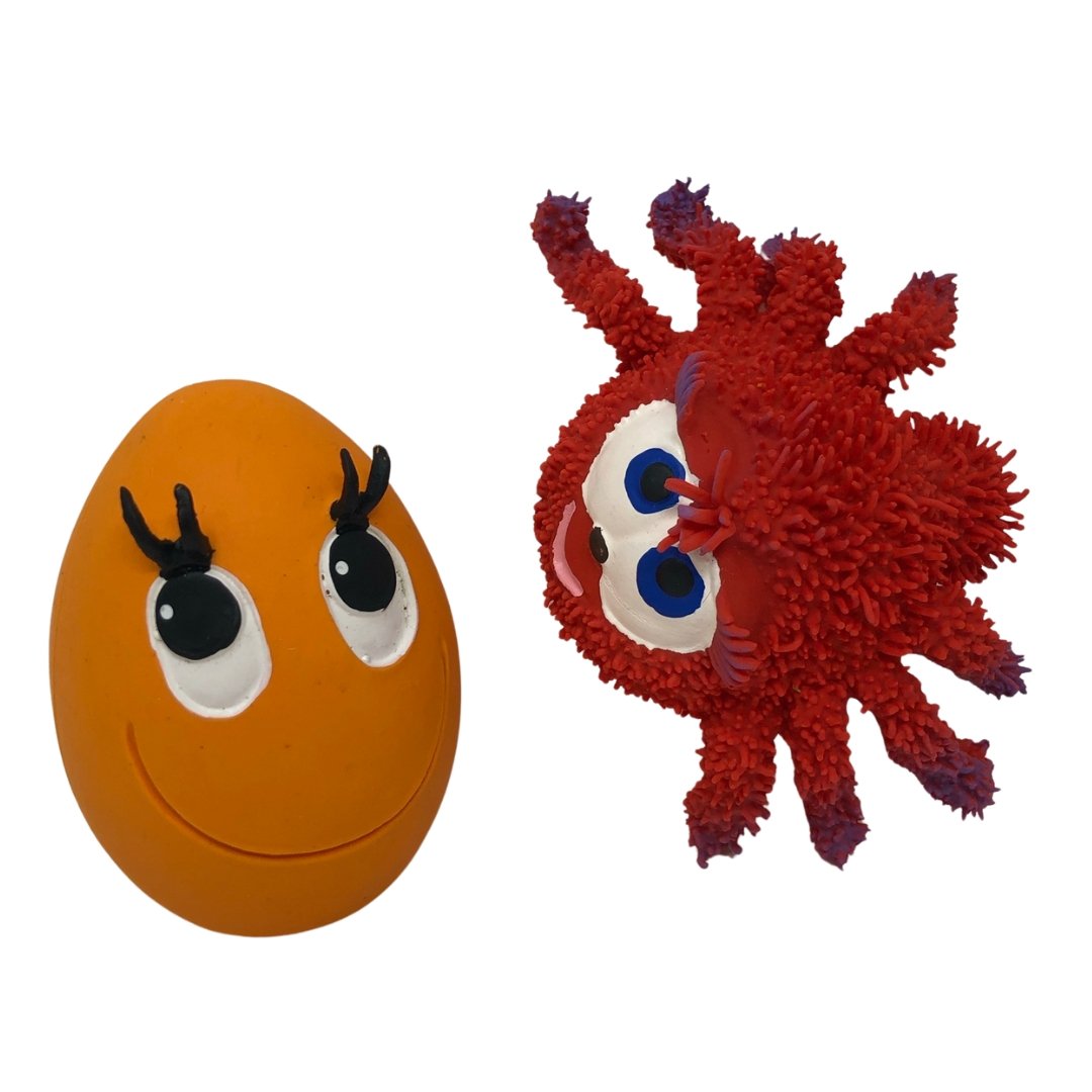 XL OVO Egg Orange &amp; Red Spider 2-Set - Natural Rubber Toys