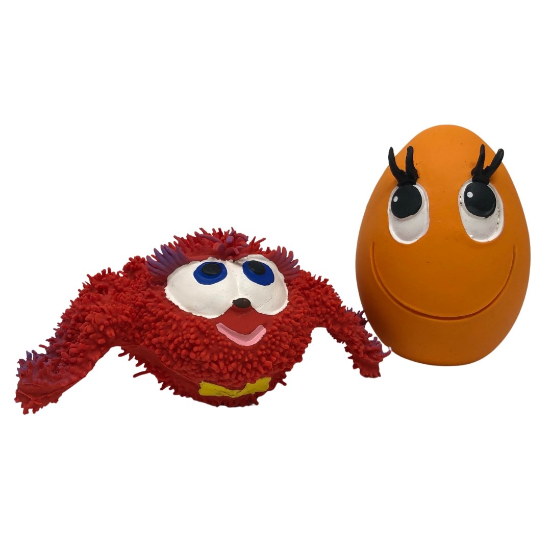 XL OVO Egg Orange &amp; Red Spider 2-Set - Natural Rubber Toys